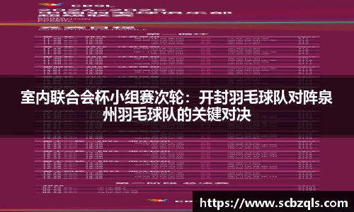 室内联合会杯小组赛次轮：开封羽毛球队对阵泉州羽毛球队的关键对决